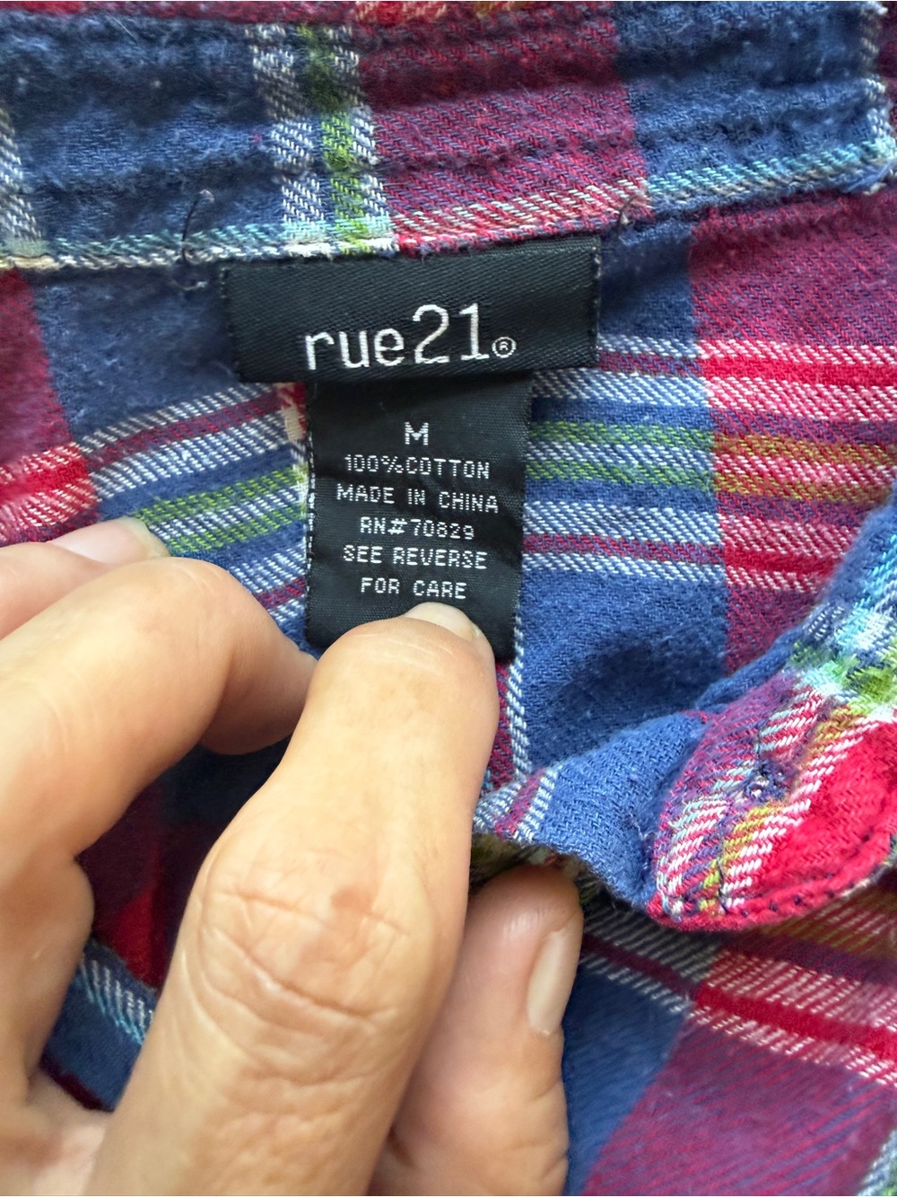 Red and Blue Plaid Button-Up Shirt - Women - Picture 3 of 4